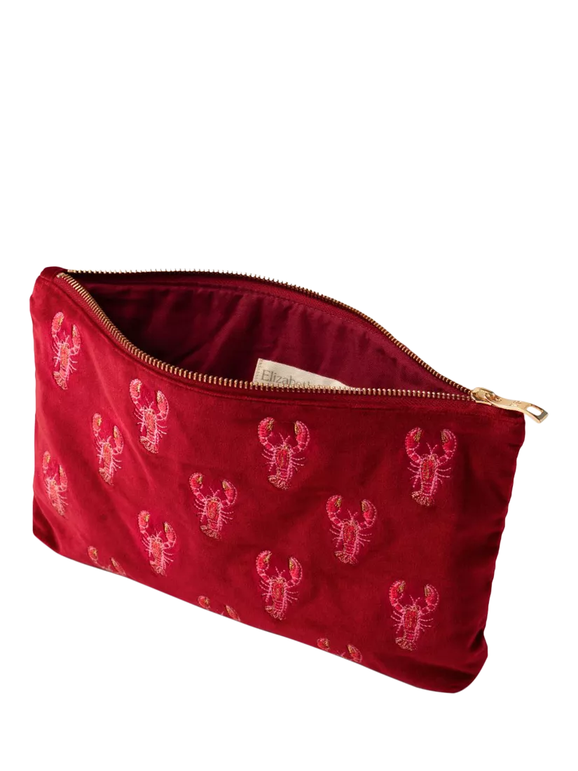 Elizabeth Scarlett lobster pouch red multi organic cotton, imported from the UK