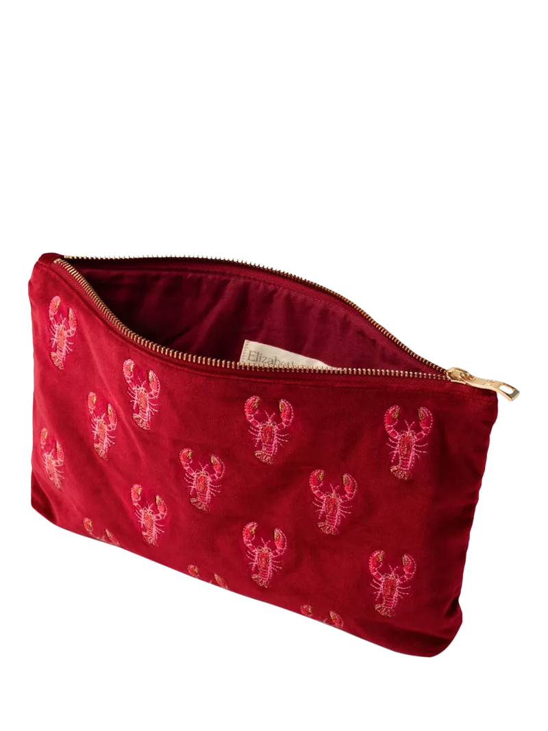 Elizabeth Scarlett lobster pouch red multi organic cotton, imported from the UK