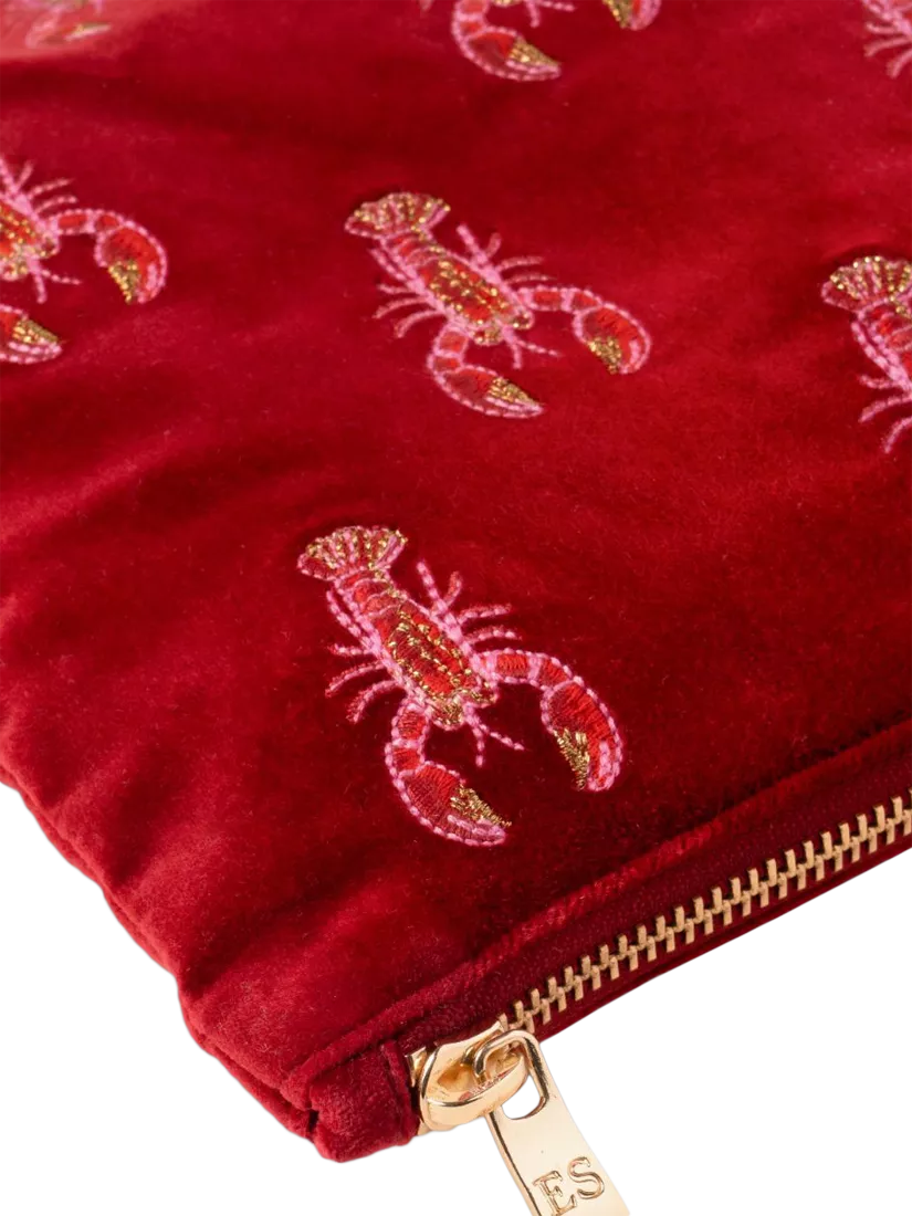 Elizabeth Scarlett lobster pouch red multi organic cotton, imported from the UK
