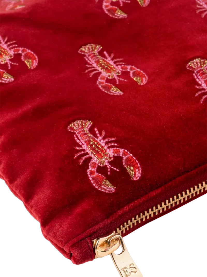 Elizabeth Scarlett lobster pouch red multi organic cotton, imported from the UK