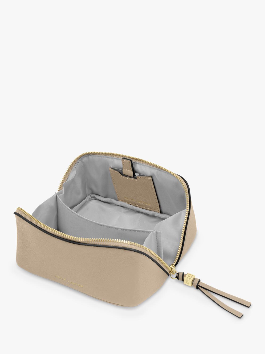 Katie Loxton fold out mirror makeup bag in Light Taupe, imported from the UK