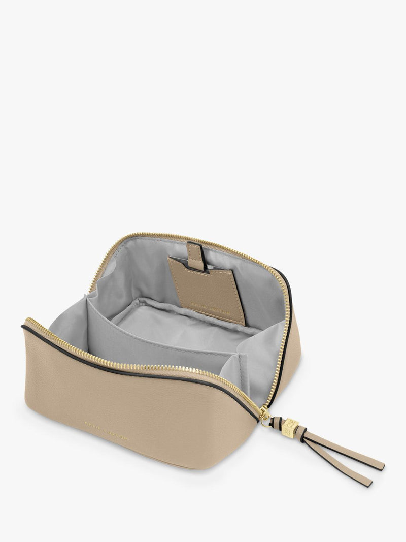 Katie Loxton fold out mirror makeup bag in Light Taupe, imported from the UK