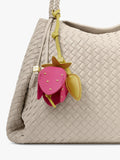 Katie Loxton strawberry bag charm in chartreuse magenta, imported from the UK