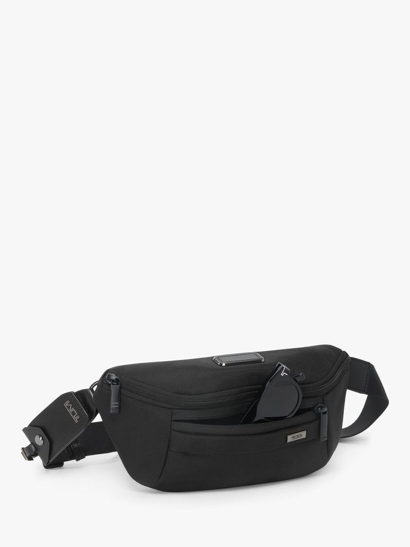 TUMI Alpha Sling black nylon bag with leather - British product