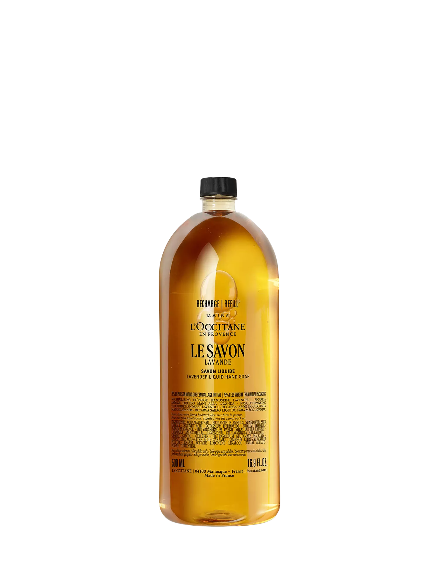 L'OCCITANE lavender hand soap refill 500ml, imported from the UK