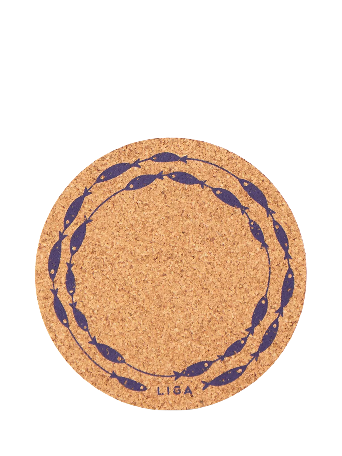 LIGA Cork Fish on Line Round Coasters, Set of 4, Natural
