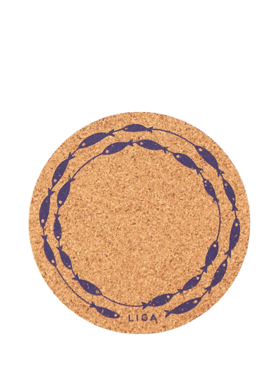 John Lewis LIGA Cork Fish on Line Round Coasters, Set of 4, Natural- Buy online at McGrocer