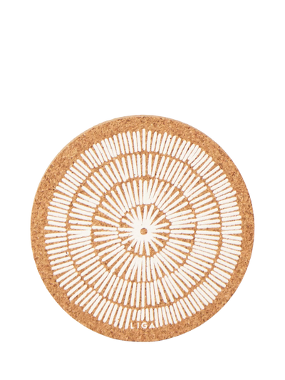 John Lewis LIGA Cork Sandy White Round Coasters, Set of 4, Natural- Buy online at McGrocer