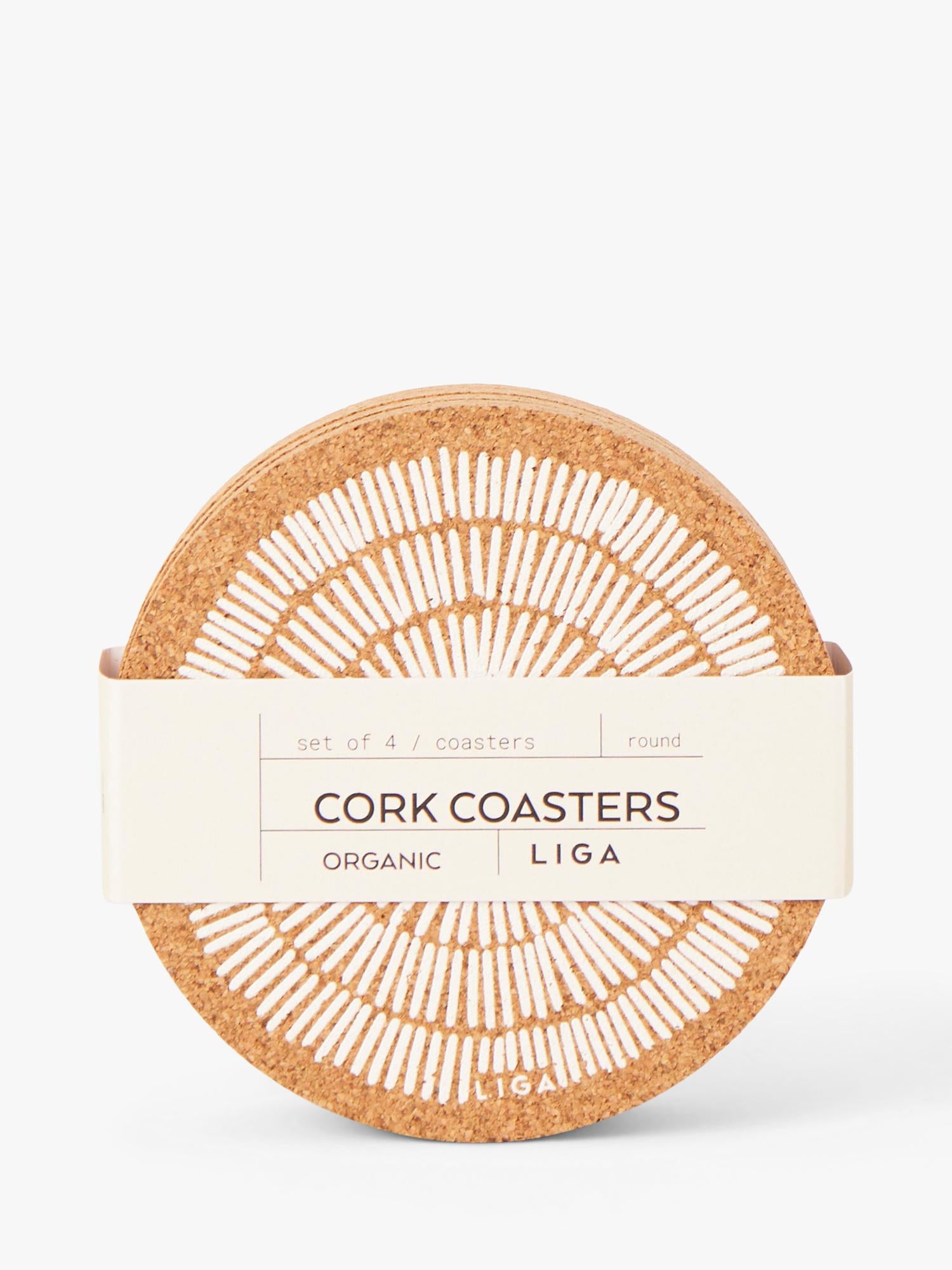LIGA cork round coasters set of 4 natural - British product