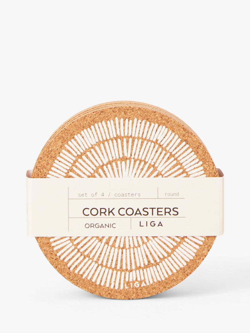 LIGA cork round coasters set of 4 natural - British product