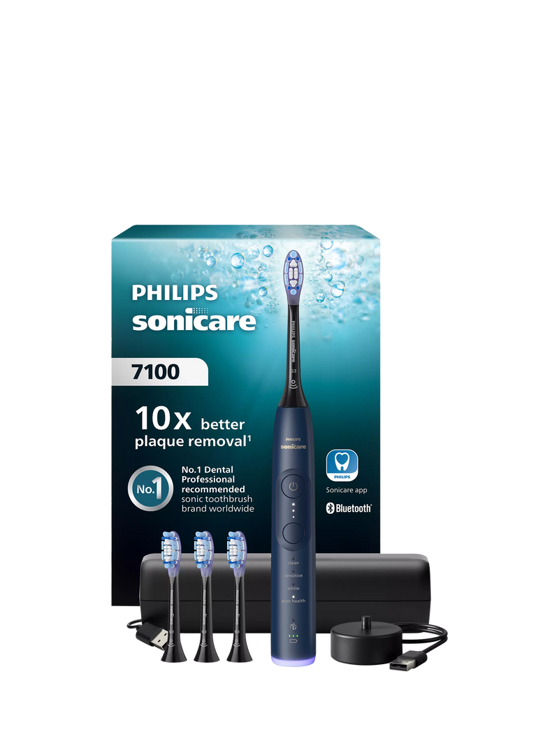 Philips Sonicare 7100 navy electric toothbrush with brush heads, UK version