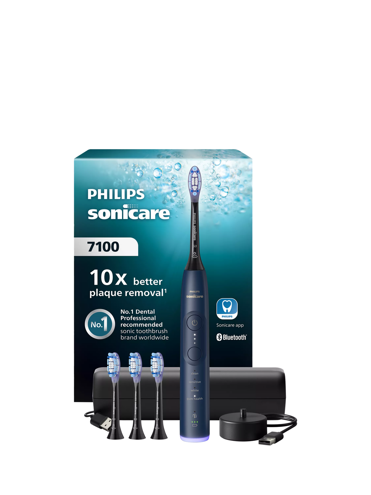 Philips Sonicare 7100 navy electric toothbrush with brush heads, UK version