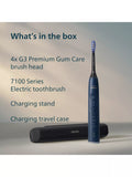 Philips Sonicare 7100 navy electric toothbrush with brush heads, UK version
