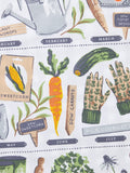 Ulster Weavers tea towel set with garden jobs calendar and gingham, imported from the UK