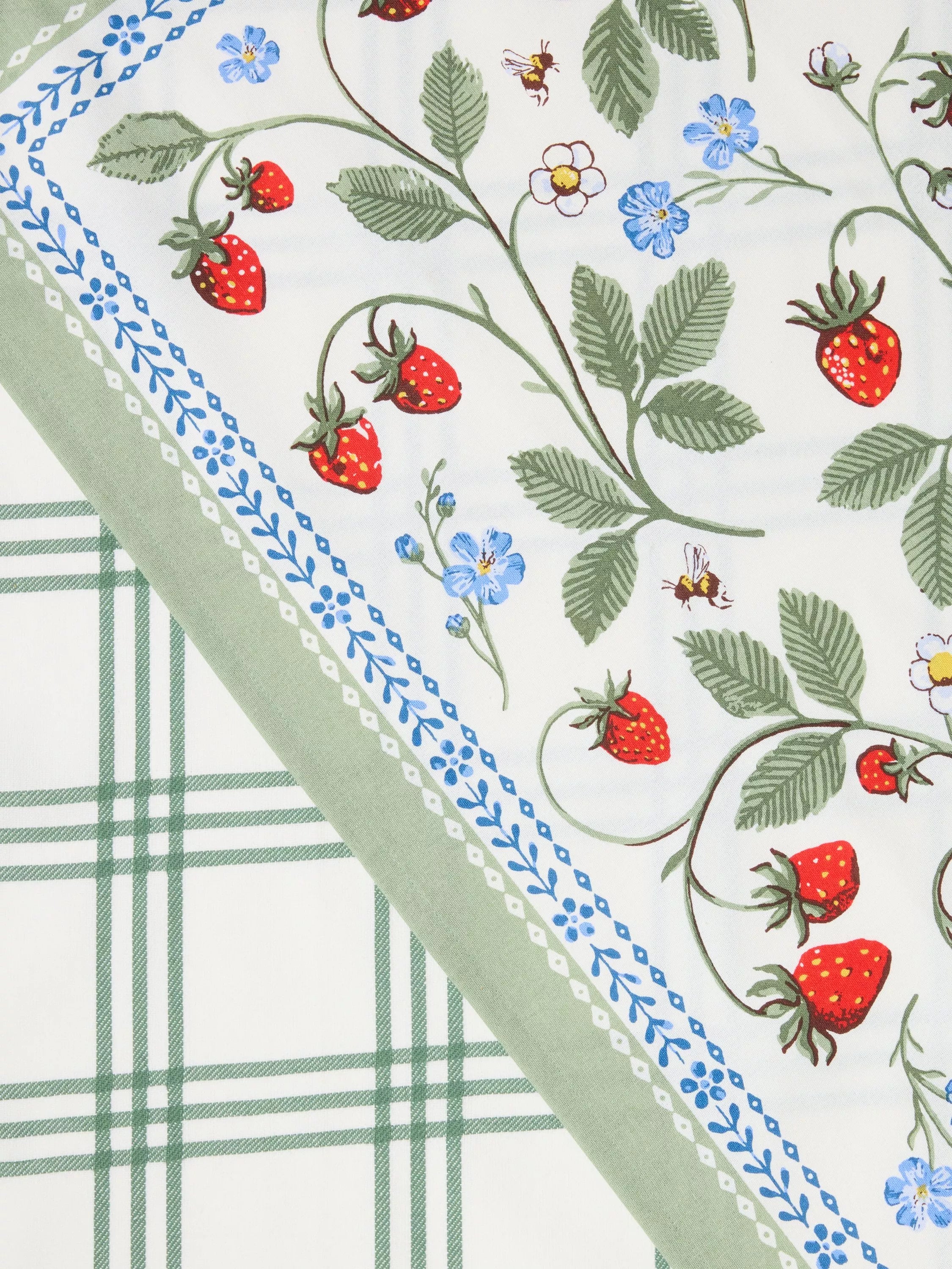 Ulster Weavers tea towels strawberry and check set of 2 - British product
