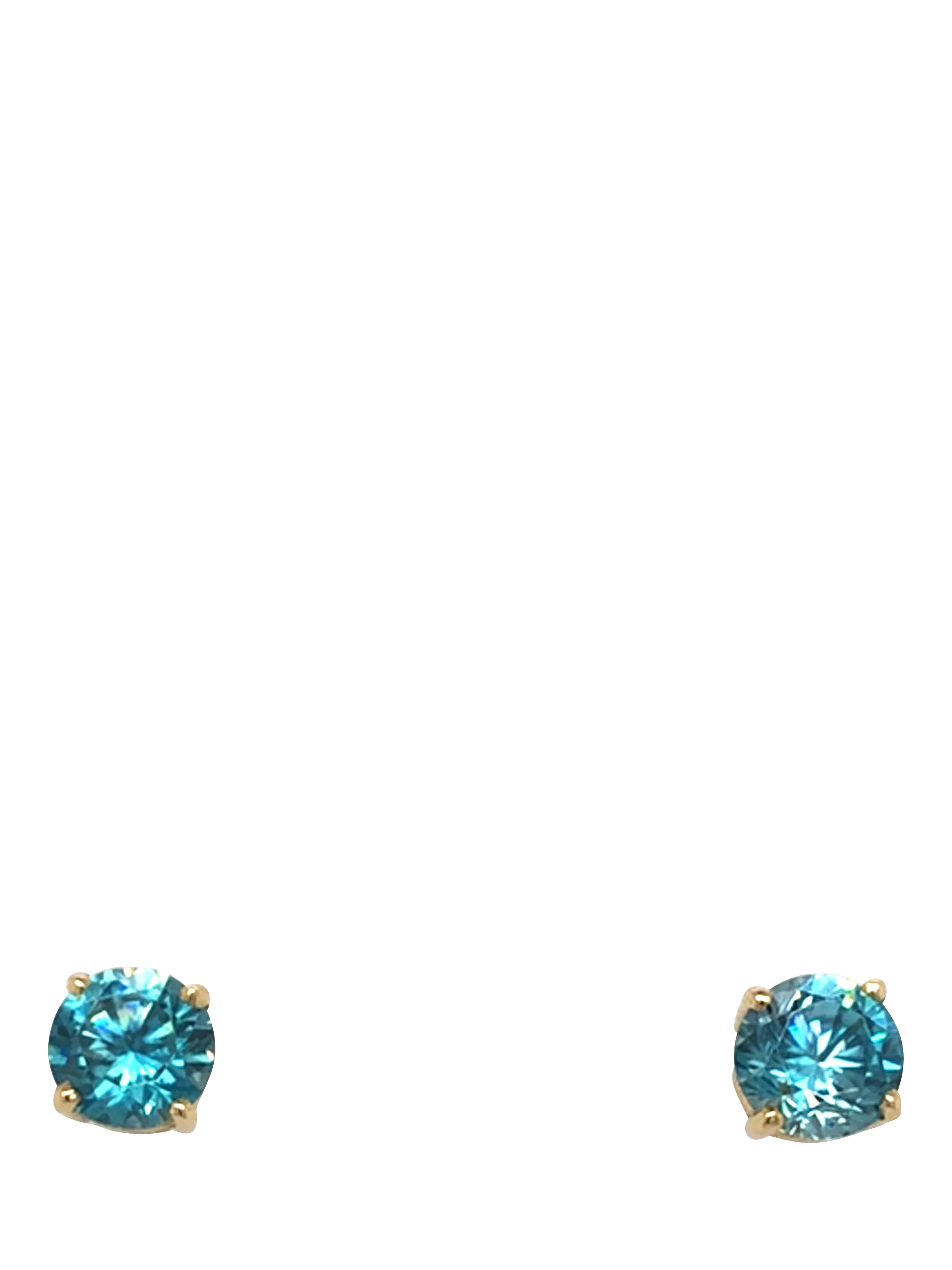 Pre-loved 9ct Yellow Gold Single Stone Blue Zircon Stud Earrings