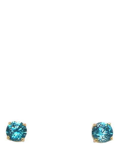 John Lewis Pre-loved 9ct Yellow Gold Single Stone Blue Zircon Stud Earrings- Buy online at McGrocer