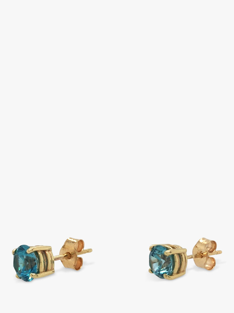Vintage Fine Jewellery 9ct blue zircon stud earrings (British brand)