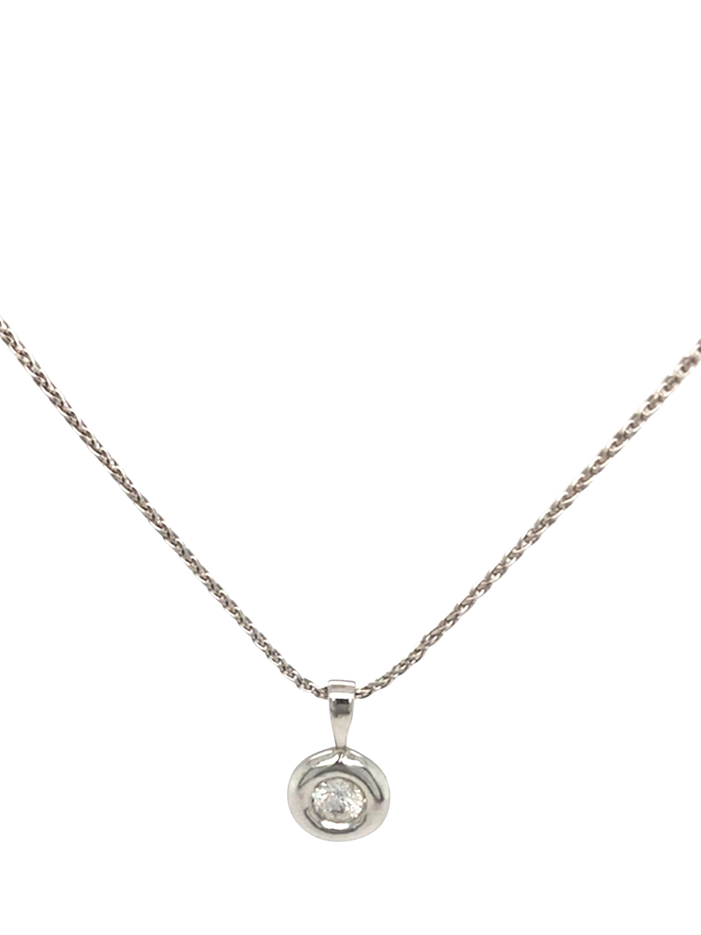 Vintage Fine Jewellery diamond pendant 9ct white gold snake link 0.25ct, UK version