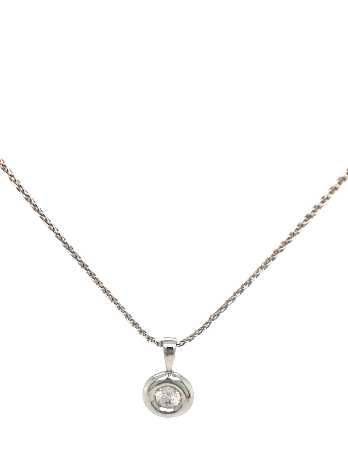 Vintage Fine Jewellery diamond pendant 9ct white gold snake link 0.25ct, UK version