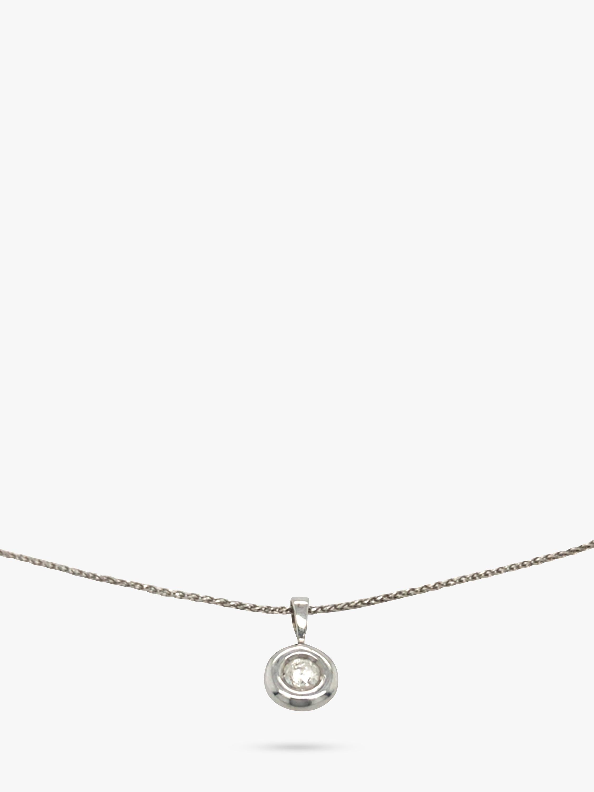 Vintage Fine Jewellery diamond pendant 9ct white gold snake link 0.25ct, UK version