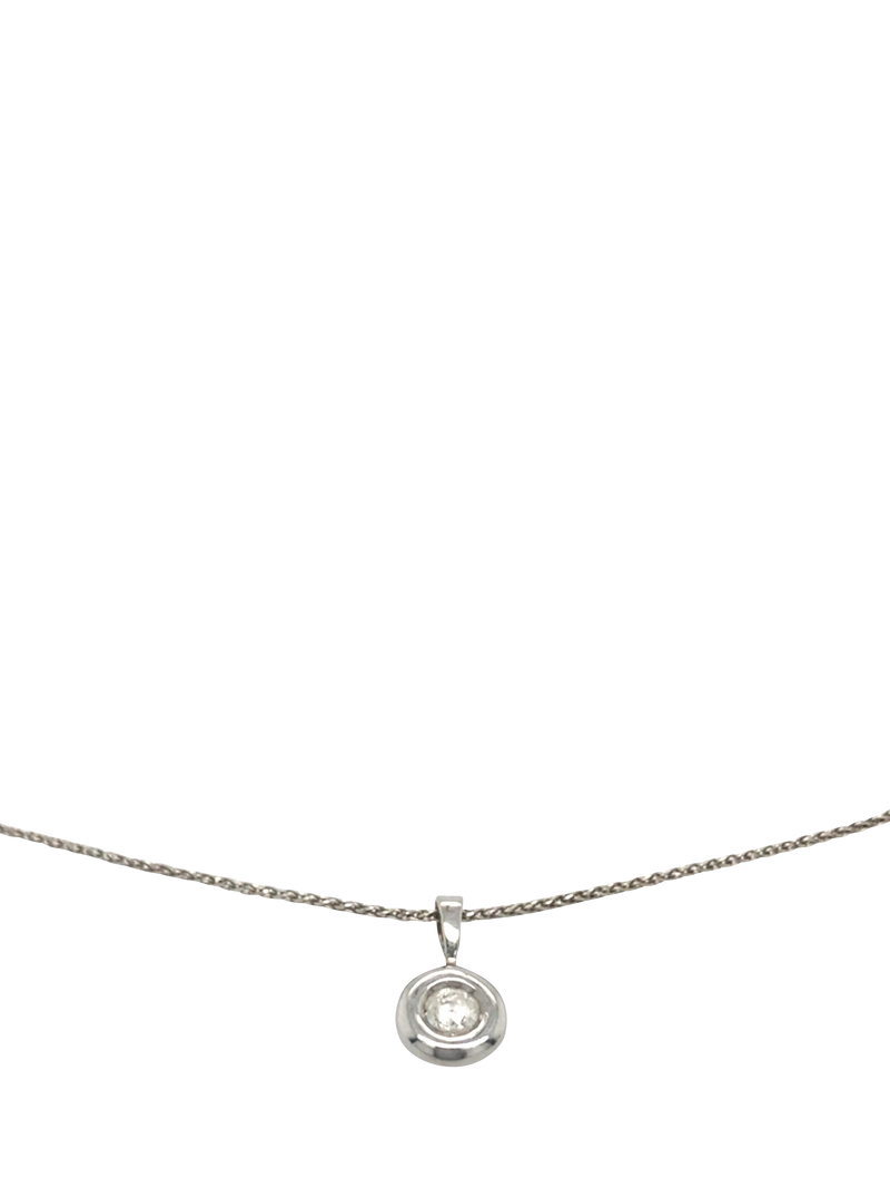 Vintage Fine Jewellery diamond pendant 9ct white gold snake link 0.25ct, UK version