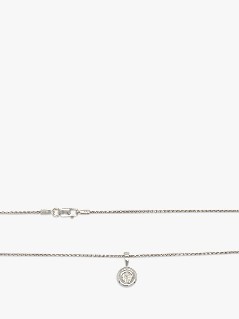 Vintage Fine Jewellery diamond pendant 9ct white gold snake link 0.25ct, UK version