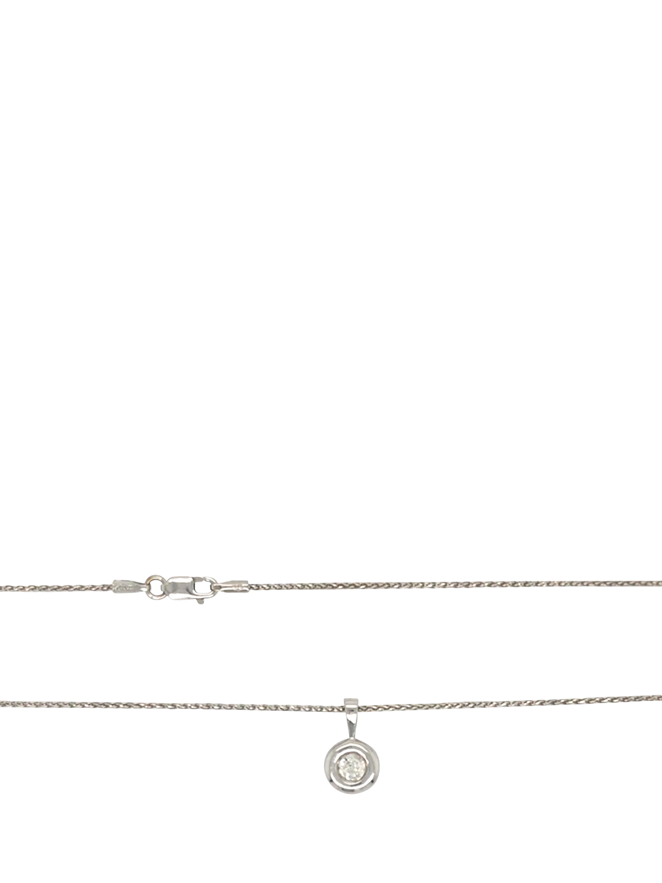 Vintage Fine Jewellery diamond pendant 9ct white gold snake link 0.25ct, UK version