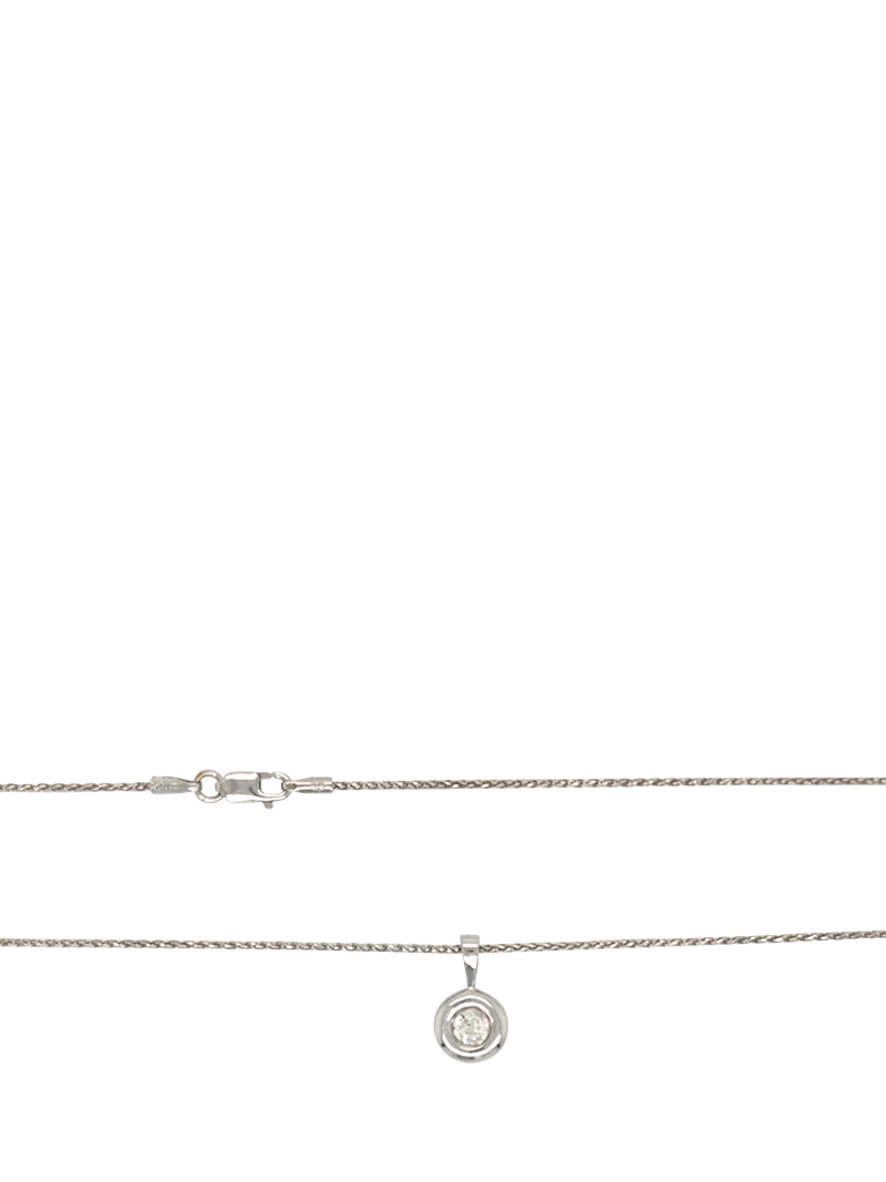 Vintage Fine Jewellery diamond pendant 9ct white gold snake link 0.25ct, UK version