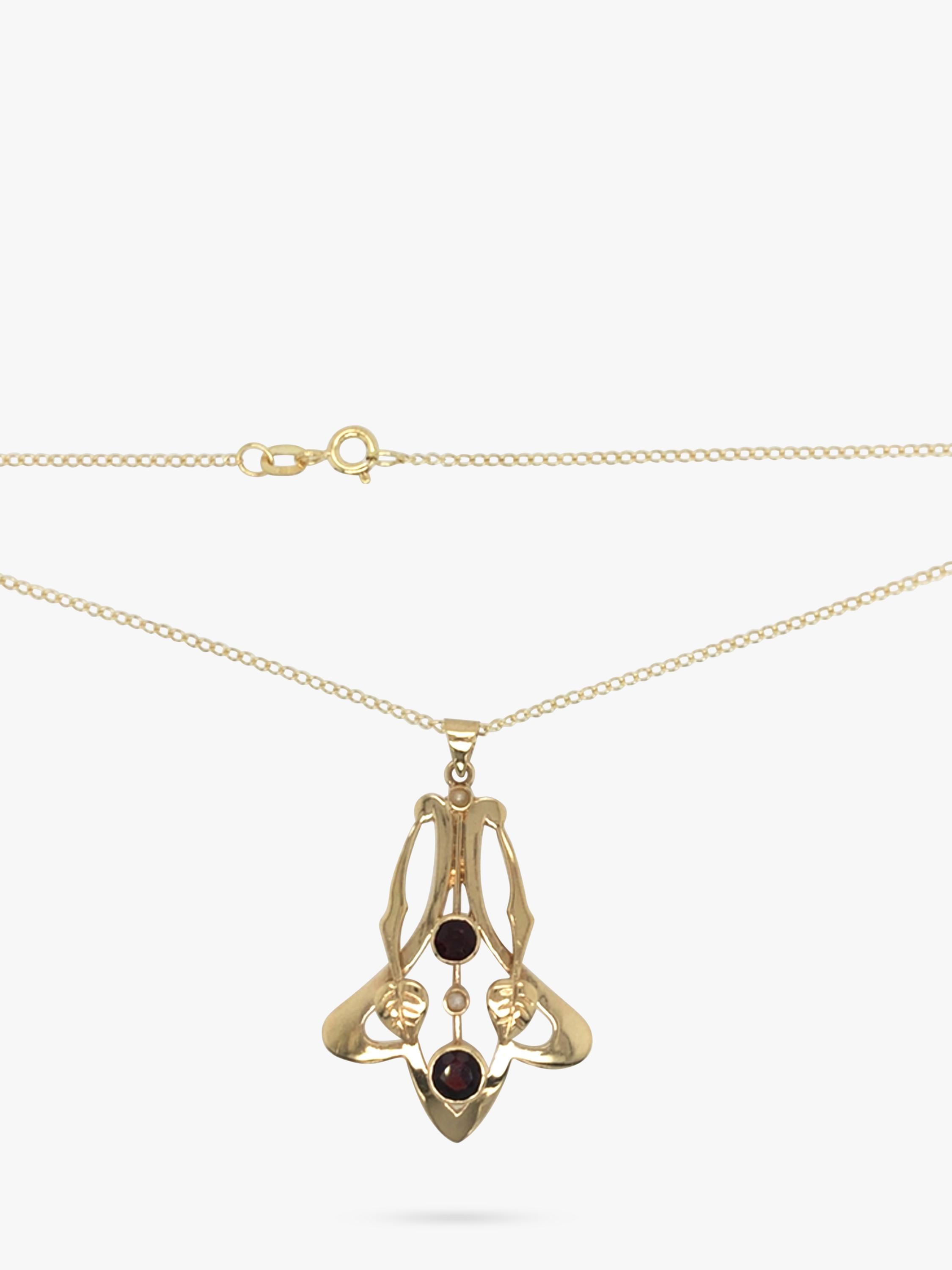 Vintage Fine Jewellery 9ct gold garnet pearl pendant (British brand)