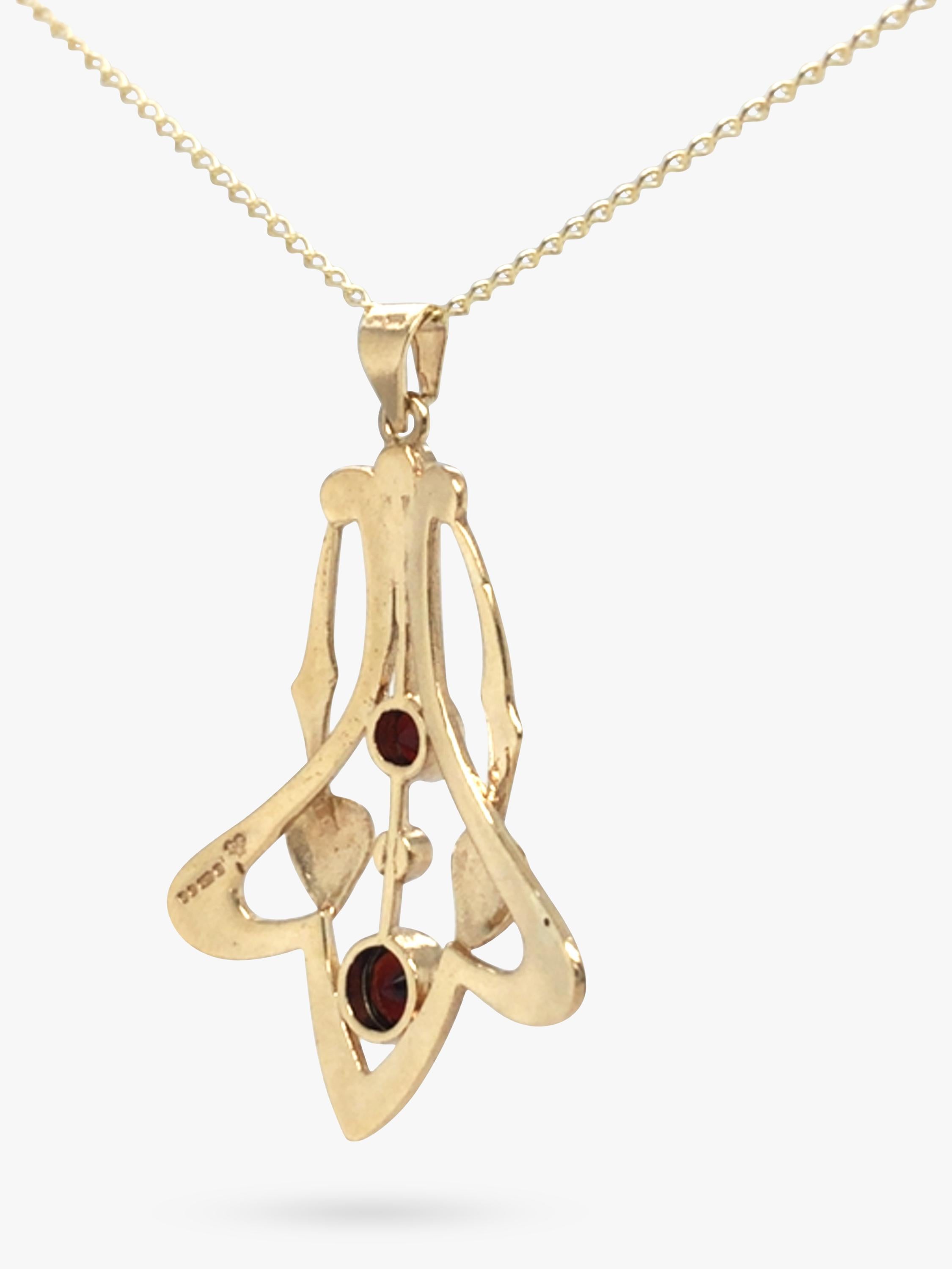 Vintage Fine Jewellery 9ct gold garnet pearl pendant (British brand)
