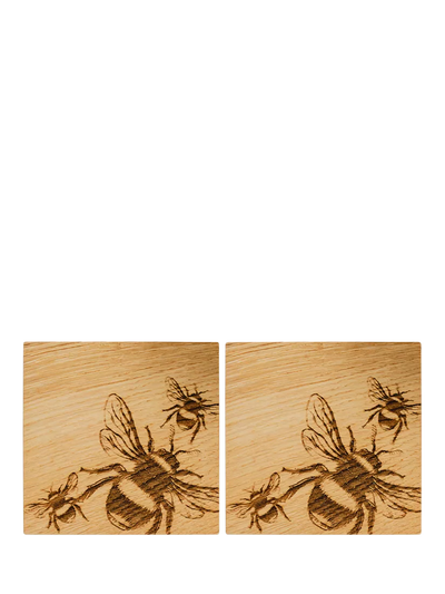 John Lewis Selbrae House Bee Oak Wood Coaster, Set of 2, Natural- Buy online at McGrocer