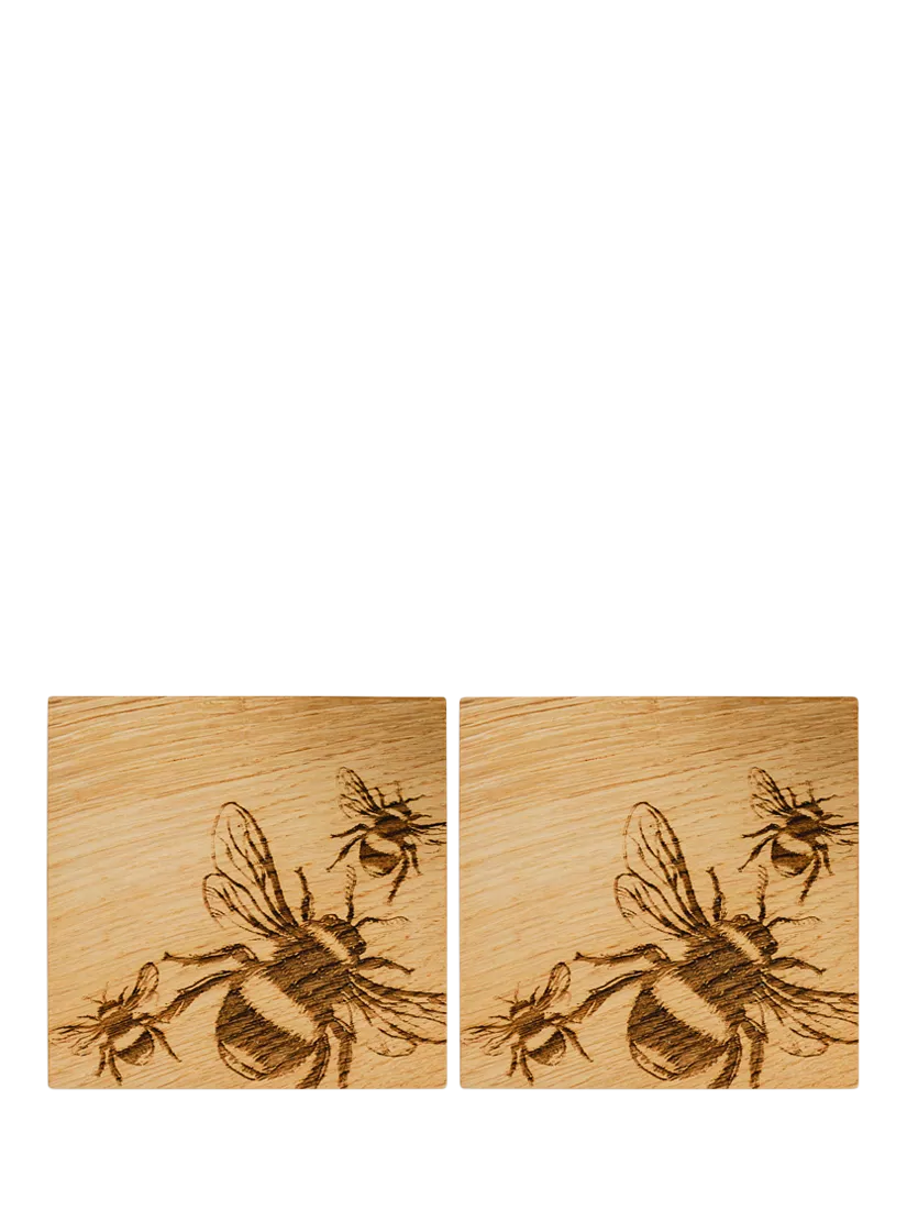 Selbrae House Bee oak coasters set of 2 natural (British brand)