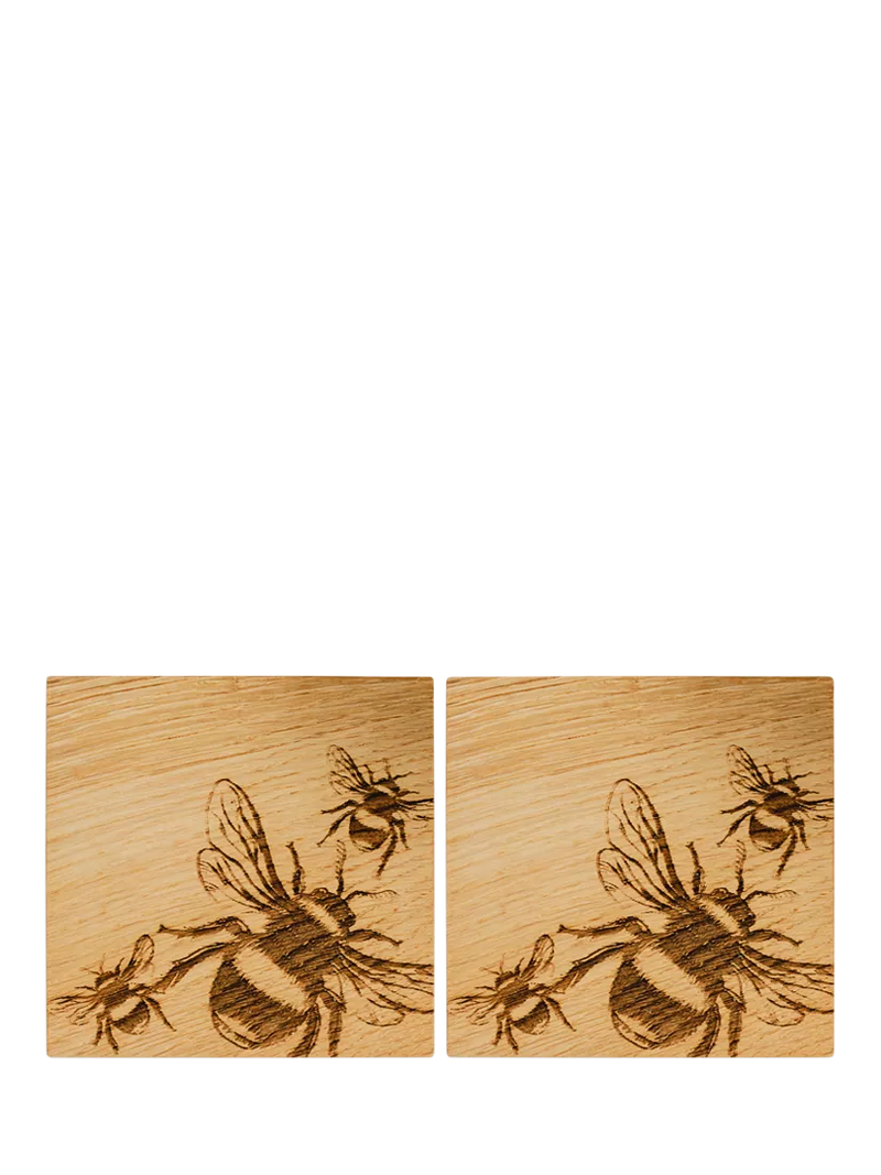 Selbrae House Bee oak coasters set of 2 natural (British brand)