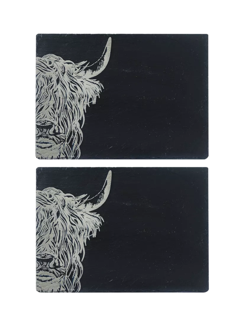 Selbrae House highland cow slate placemats set of 2, UK version