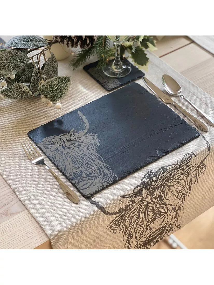 Selbrae House highland cow slate placemats set of 2, UK version
