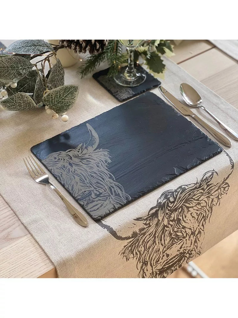 Selbrae House highland cow slate placemats set of 2, UK version