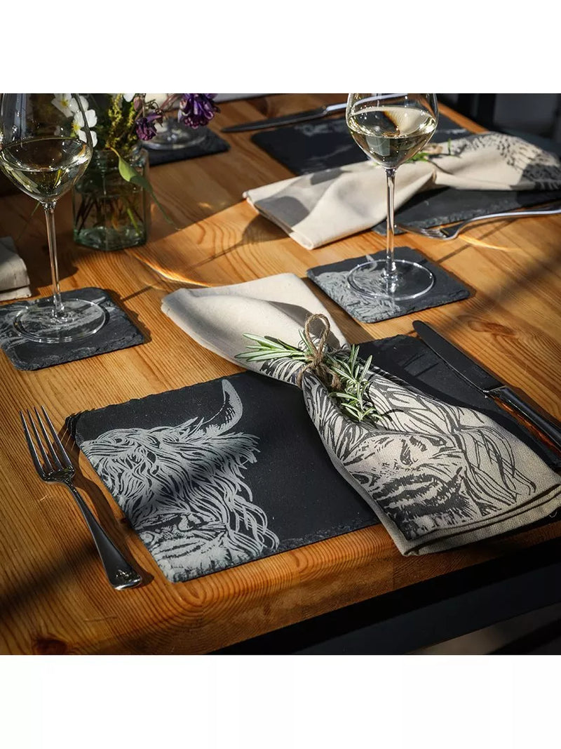 Selbrae House highland cow slate placemats set of 2, UK version
