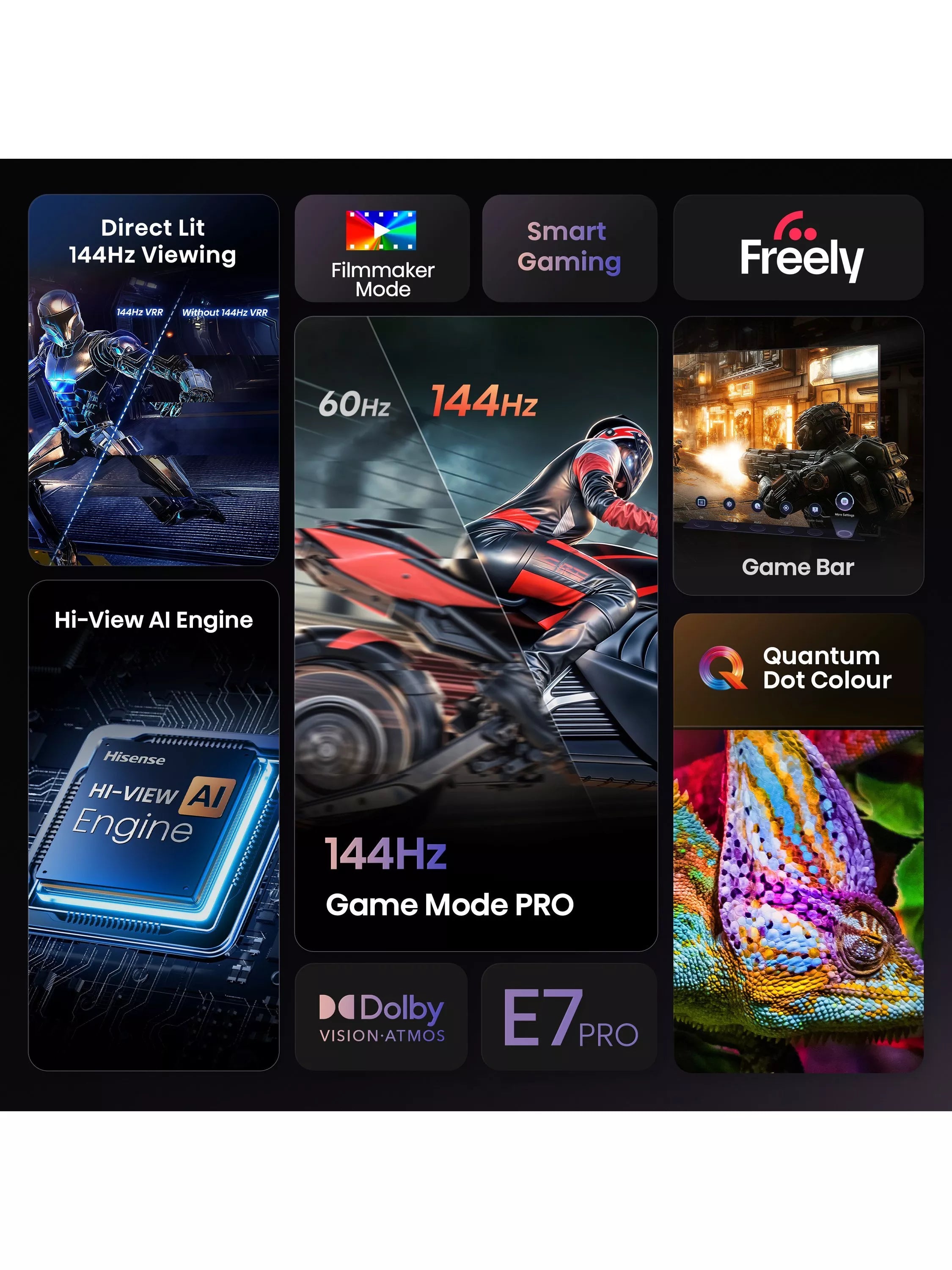 Hisense QLED 4K TV 43E7QTUK PRO 43 inch, UK version