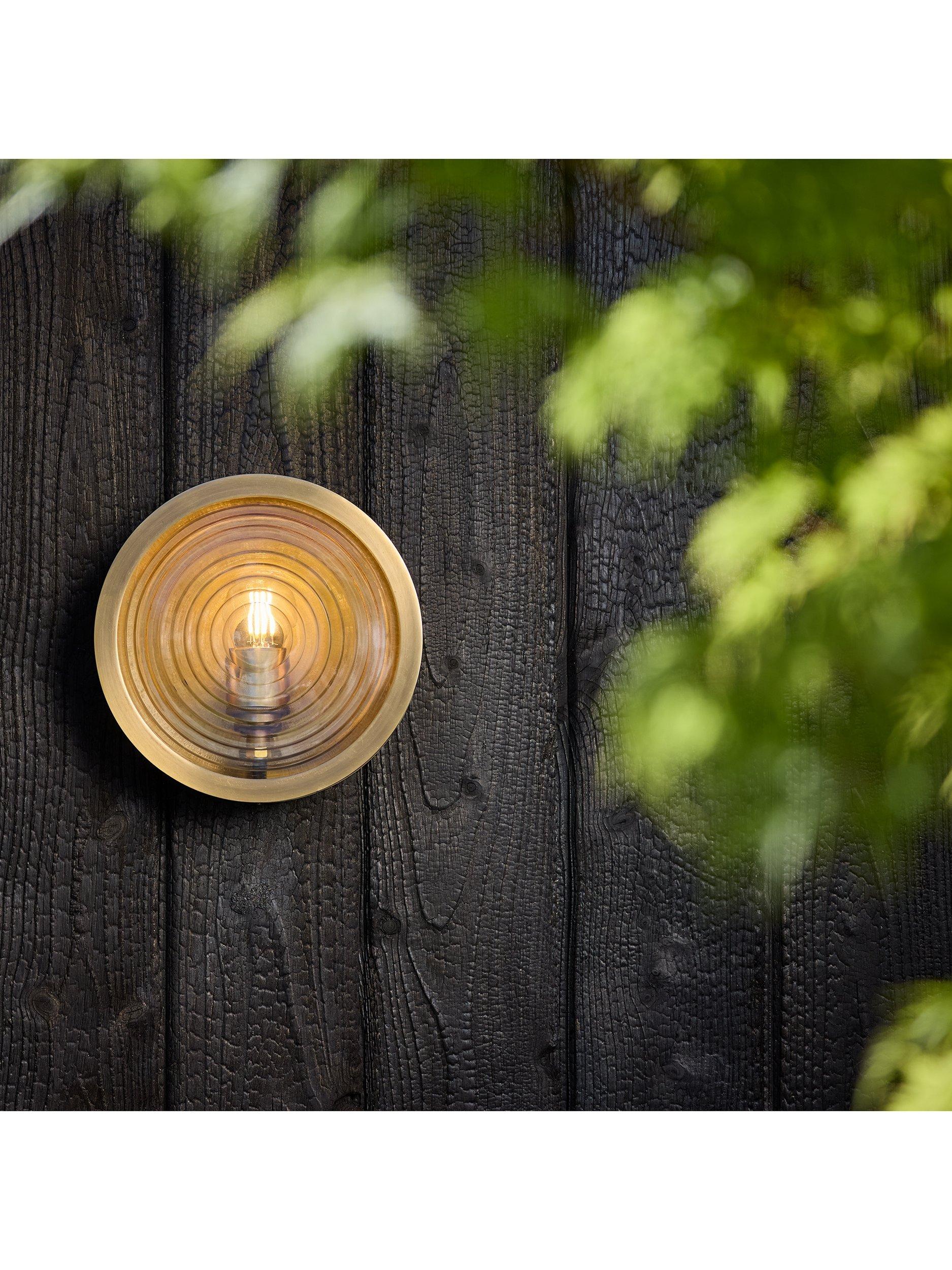 Industville bulkhead wall light brass ripple glass - British product