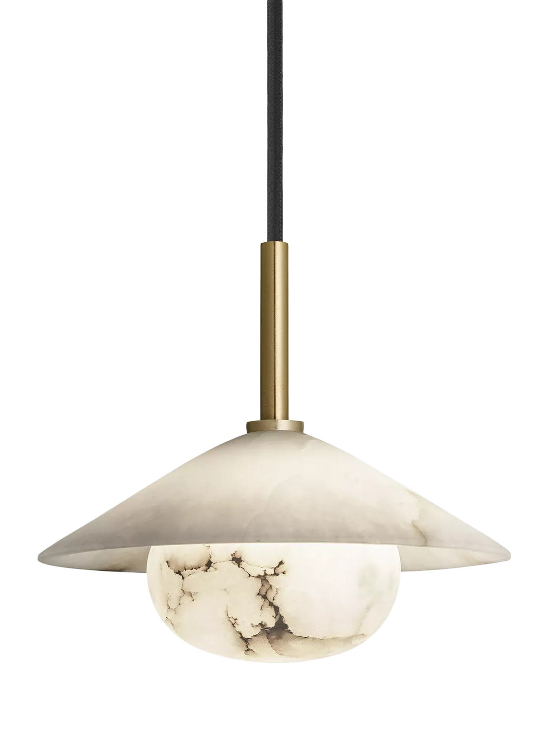 Industville alabaster pendant light white brass, UK version