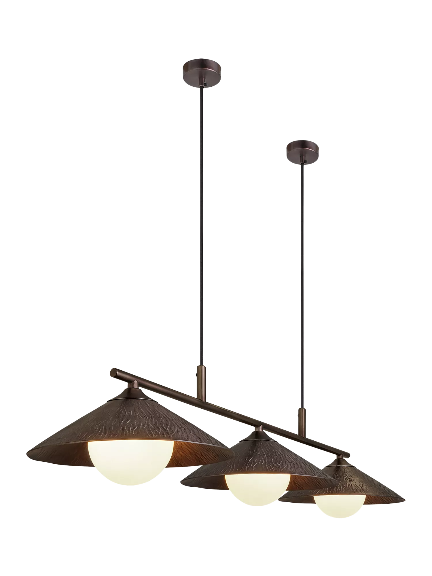 Industville Flume triple pendant ceiling light brushed aluminium, imported from the UK