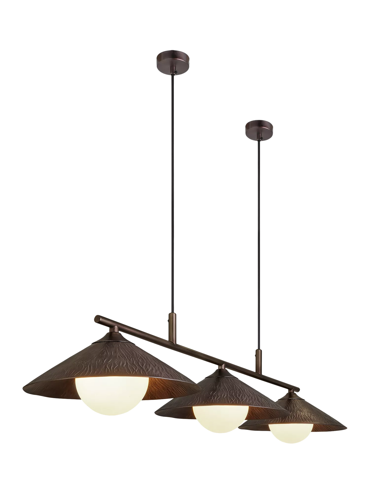 Industville Flume triple pendant ceiling light brushed aluminium, imported from the UK