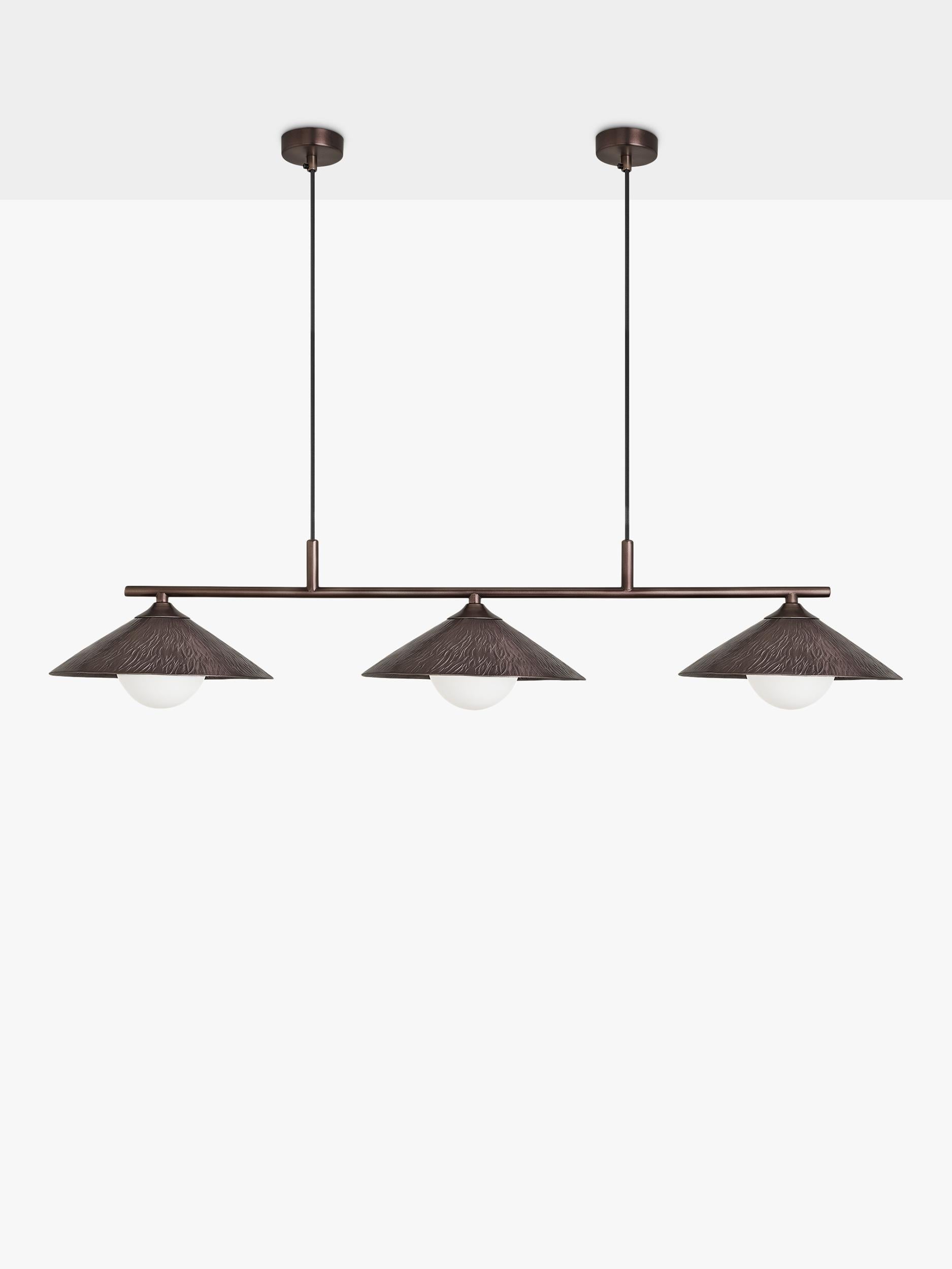 Industville Flume triple pendant ceiling light brushed aluminium, imported from the UK