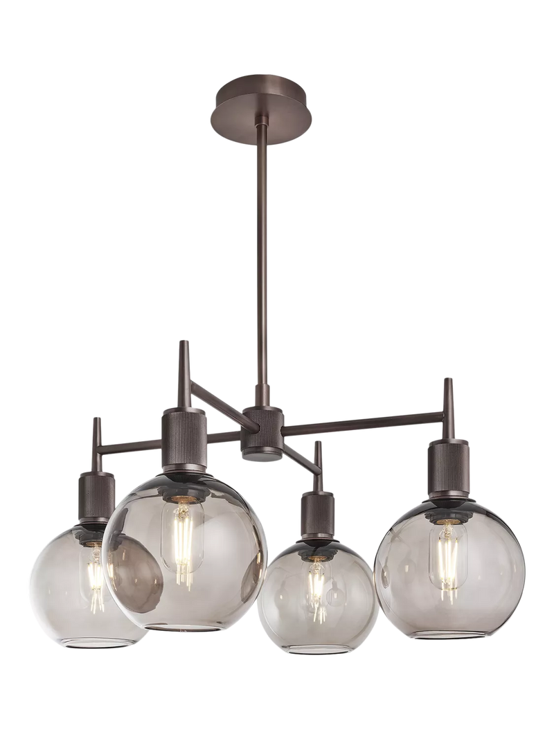 Industville Henley 4-arm globe pendant light satin finish (British brand)