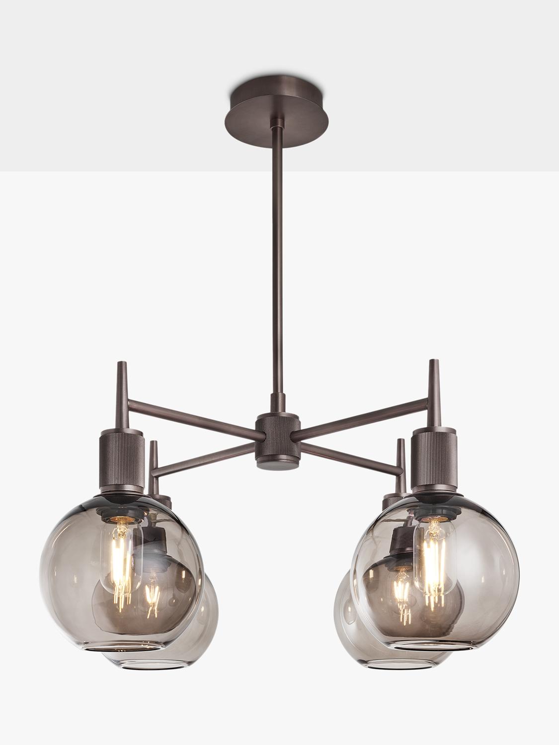 Industville Henley 4-arm globe pendant light satin finish (British brand)