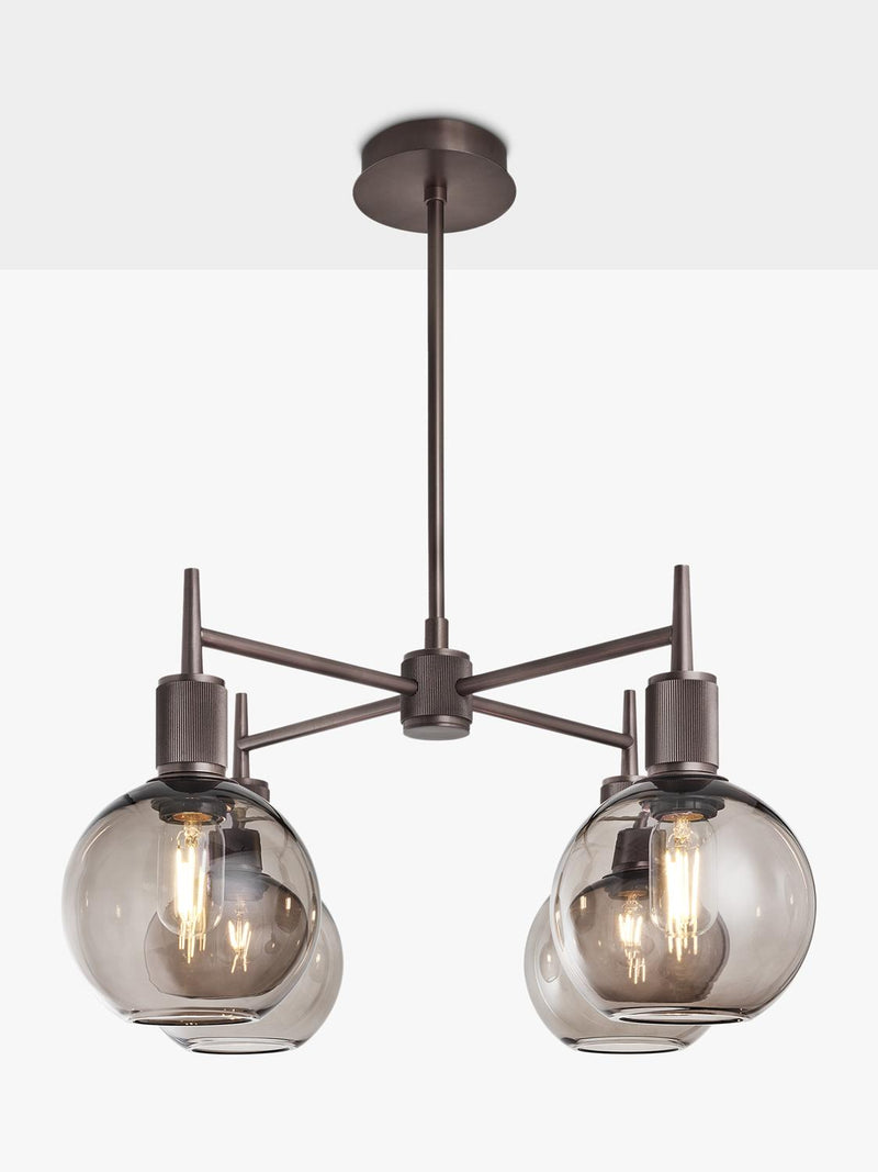 Industville Henley 4-arm globe pendant light satin finish (British brand)