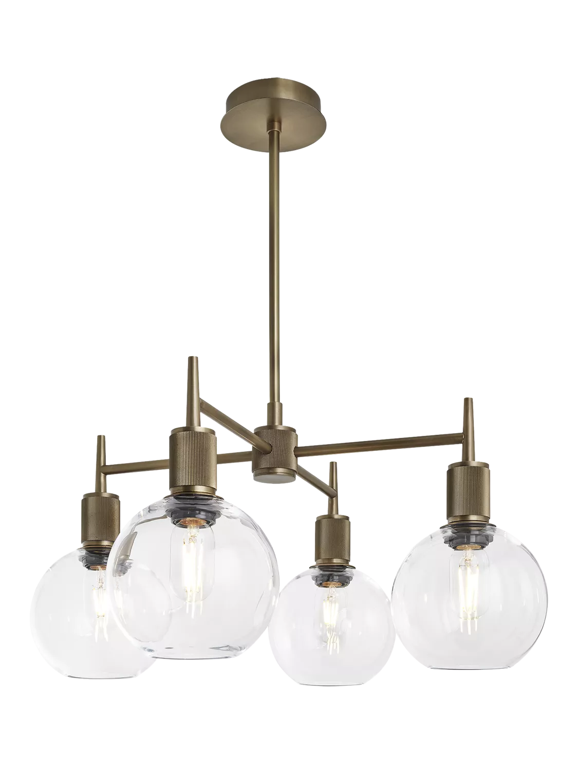 Industville Henley 4 Arm Globe Shade Pendant Ceiling Light, Satin, 68cm