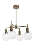Industville Henley 4 Arm Globe Shade Pendant Ceiling Light, Satin, 68cm