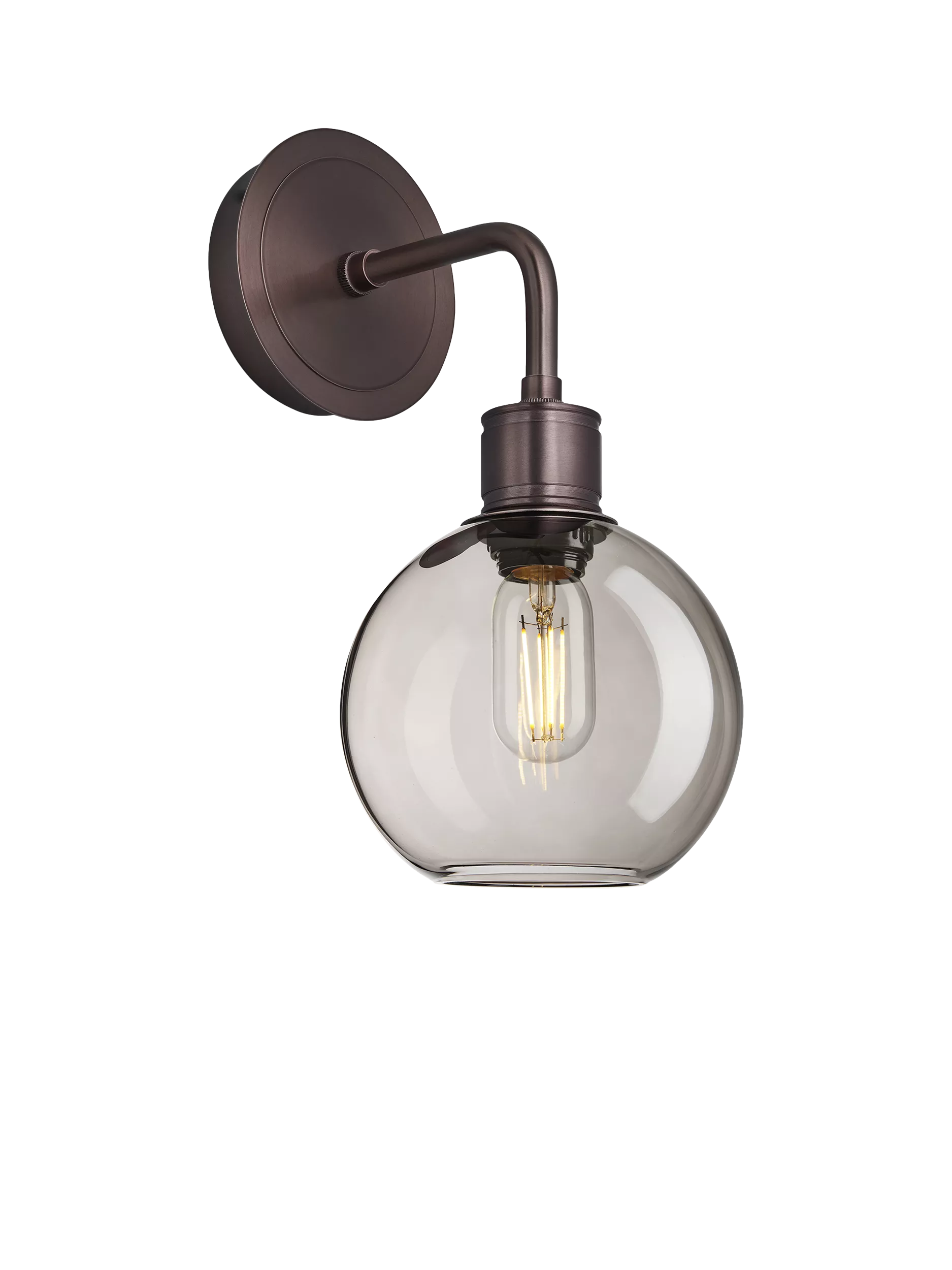 Industville Albany smoked glass globe wall light bronze (British brand)